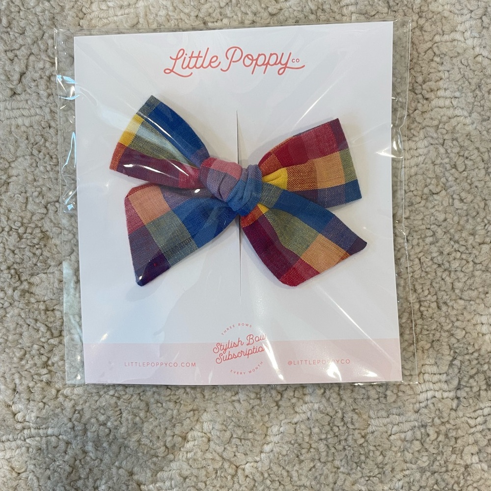 Little poppy co baby toddler girl bow bows clip original plaid tie June royal